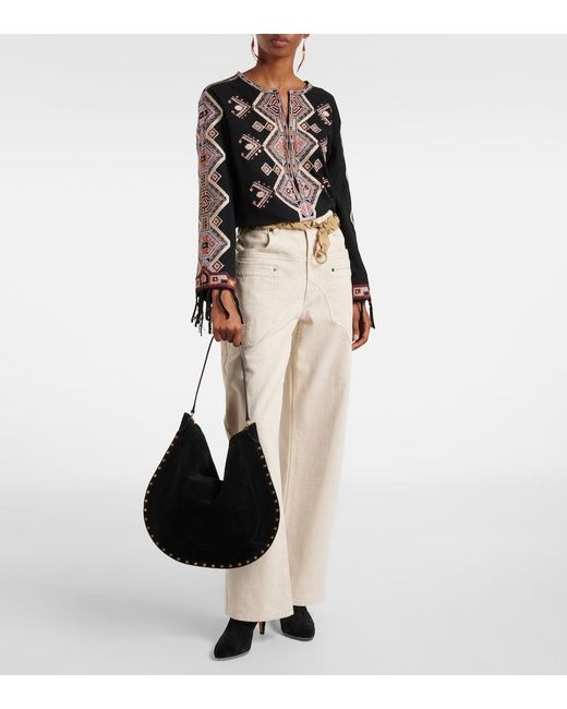 Isabel Marant Black Oskan Soft Medium Suede Shoulder Bag