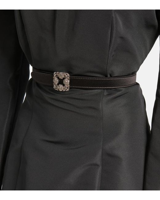 Manolo Blahnik Black Hangisi Embellished Satin Belt