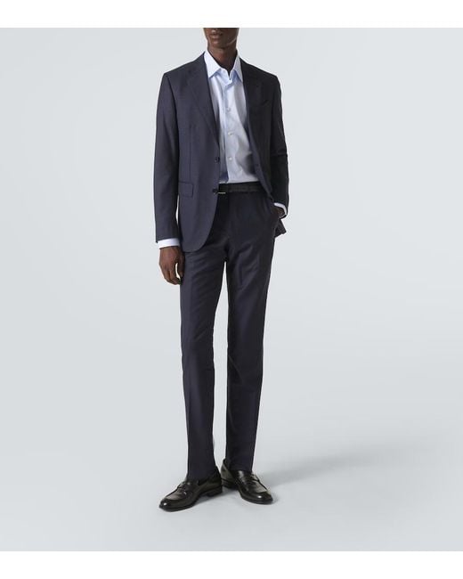 Zegna Blue Trofeo Striped Cotton Shirt for men
