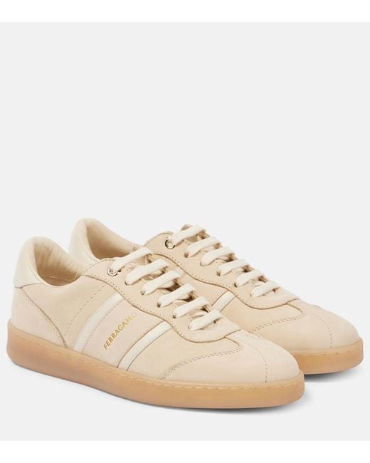 Ferragamo Natural Achille 1 Leather Sneakers