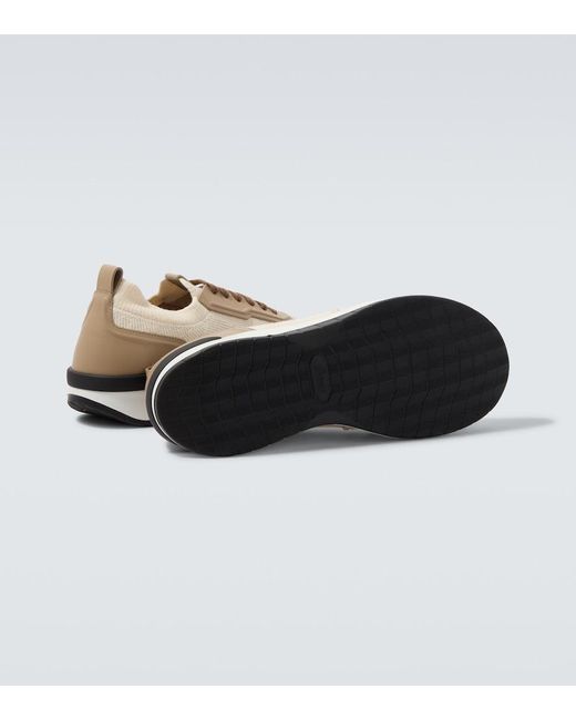 Brioni White Leather-Trimmed Sneakers for men
