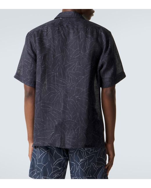 Brioni Black Printed Linen Shirt for men