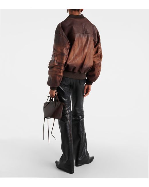 Acne Brown Lastro Leather Bomber Jacket