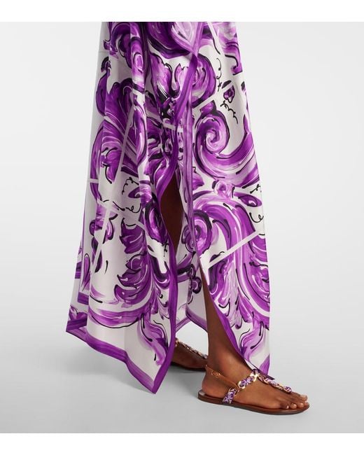 Dolce & Gabbana Purple Majolica Silk Twill Beach Dress