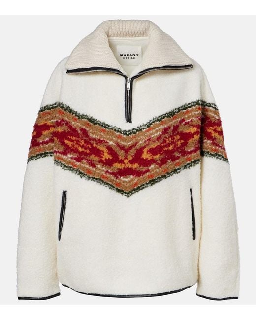 Isabel Marant White Marner Fleece Zip-Up Sweater