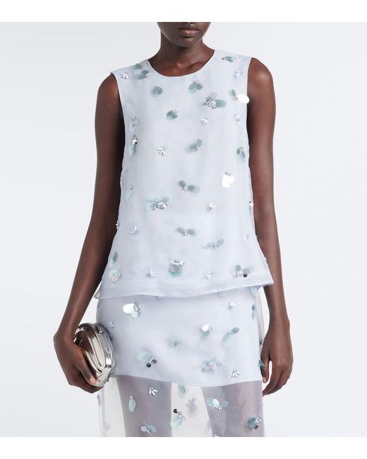 Jonathan Simkhai Blue Celia Embellished Top