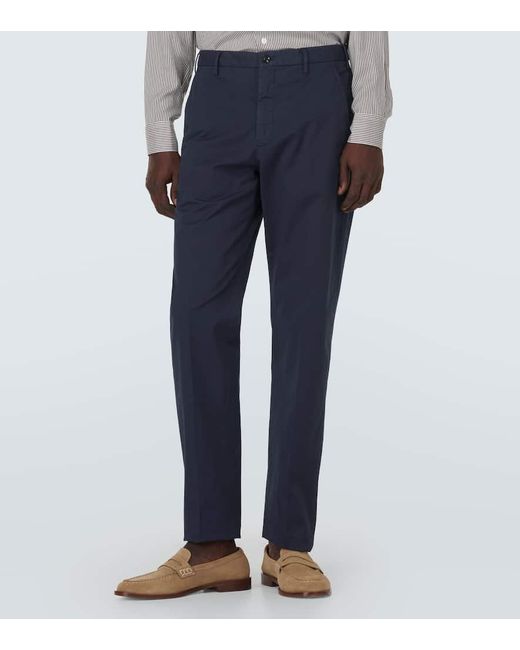 Incotex Blue Cotton-blend Straight Pants for men