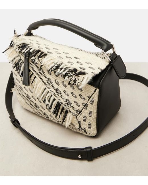 Loewe Metallic Puzzle Small Fringed Leather Shoulder Bag