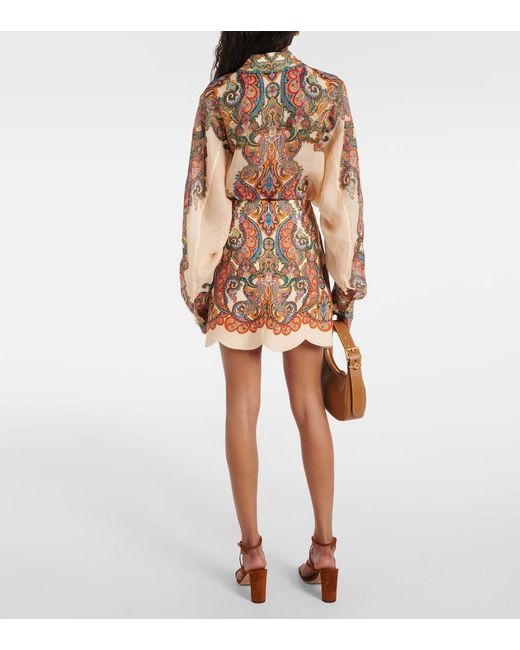 Zimmermann Brown Paisley Print Linen Mini Skirt
