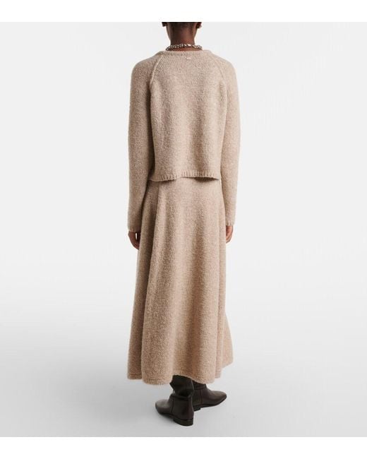 Agnona Natural Cashmere, Silk, And Wool Midi Skirt