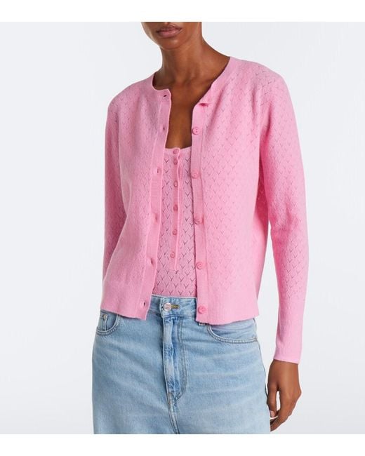 Eres Pink Sucrerie Pointelle Wool-Blend Cardigan