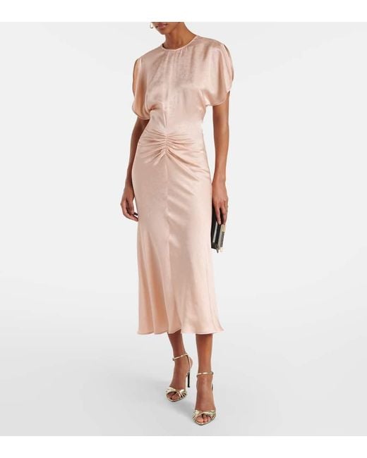 ワンピース VICTORIA BECKHAM LIGHT PINK DAMASK DRESS WITH GATHERING Victoria Beckham Light Pink Damask Dress With Gathering