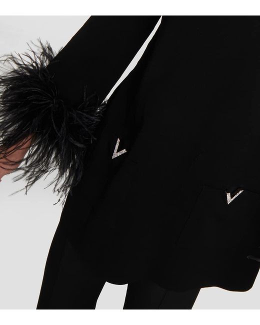 Valentino Black Bluse mit Federn