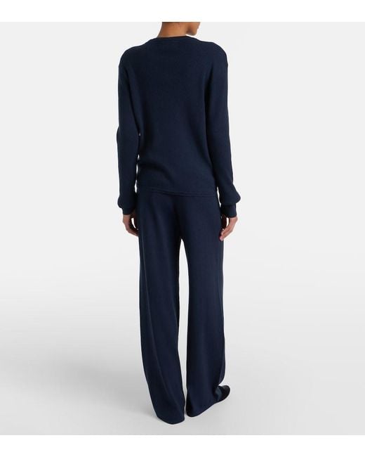 Lisa Yang Blue Aina Cotton And Cashmere Wide-Leg Pants