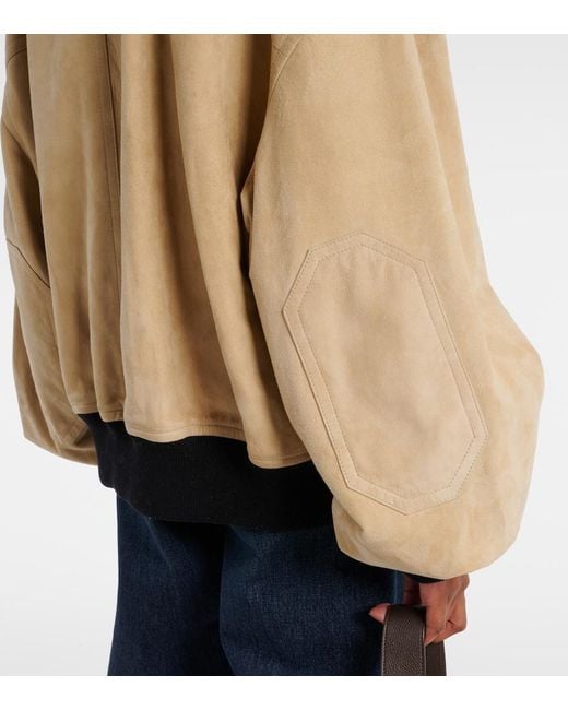 Khaite Natural Spence Suede Bomber Jacket