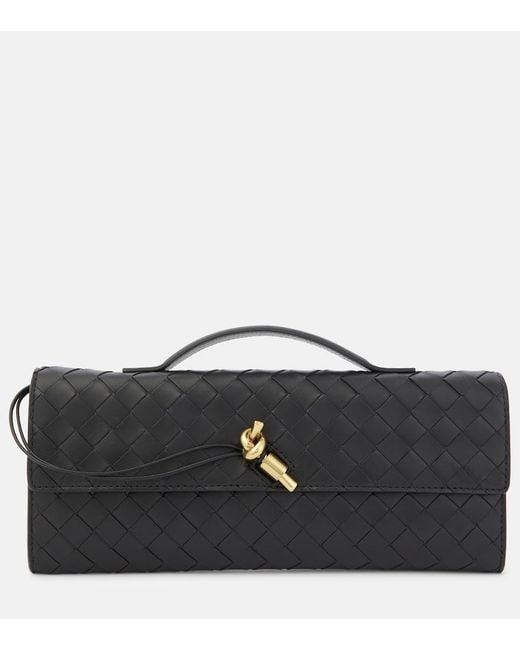 Bottega Veneta Black Andiamo Intrecciato Leather Clutch
