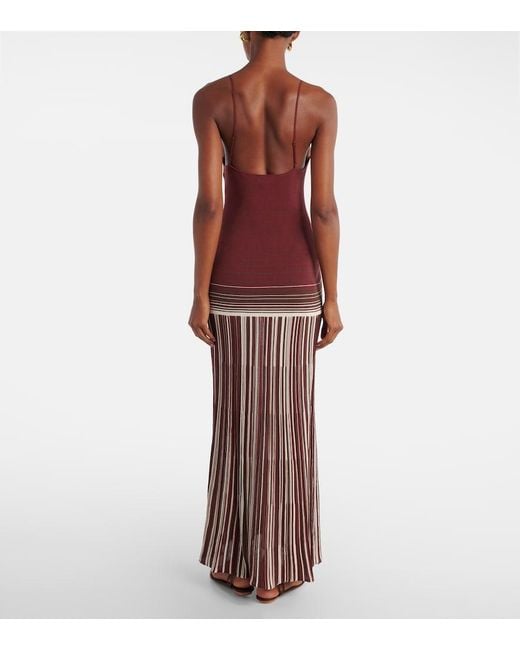 Faithfull The Brand Purple Cecile Striped Cotton-Blend Maxi Dress