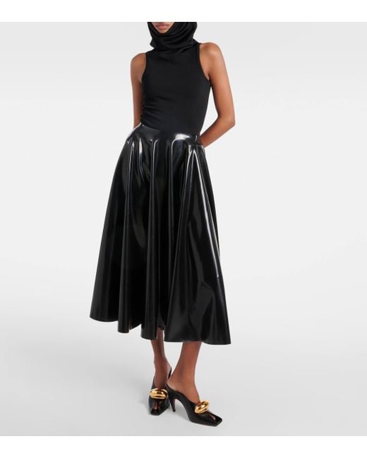 Alaïa Black Latex Midi Skirt