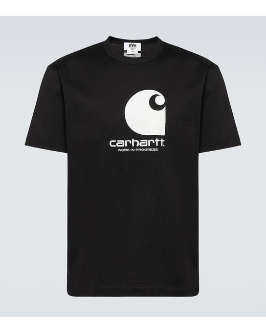 Junya Watanabe Black X Carhartt Logo Cotton Jersey T-Shirt for men