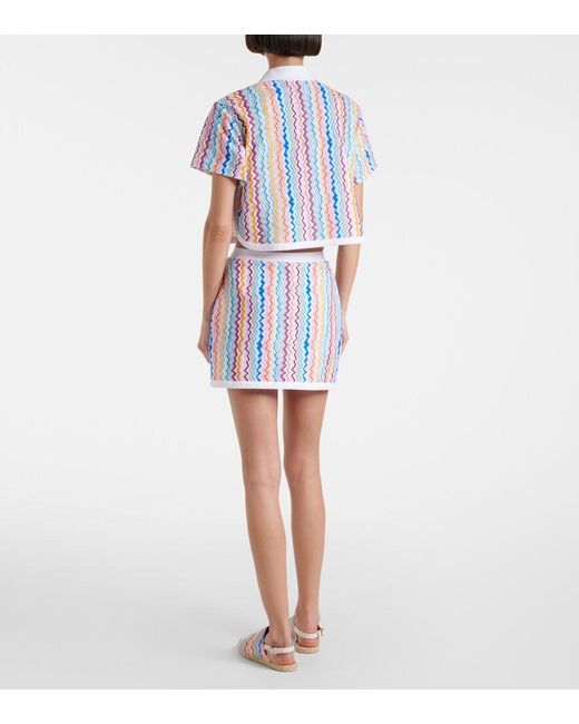 Missoni White Zigzag Printed Terry Jersey Miniskirt
