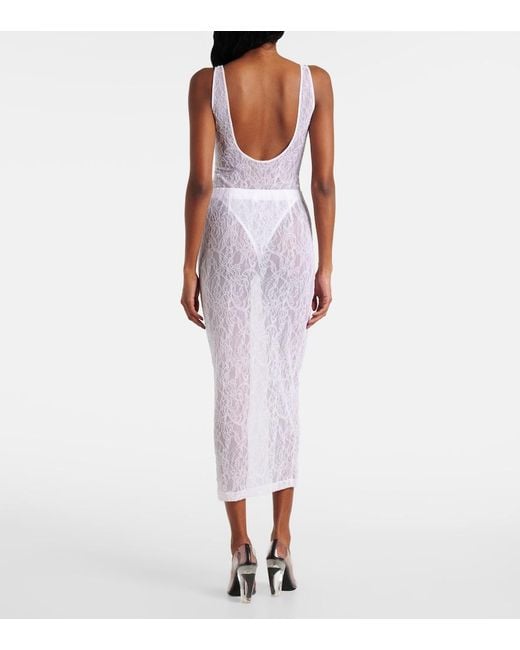 Wardrobe NYC White Open-Back Lace Bodysuit