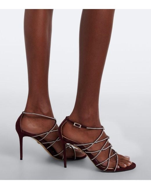 Mach & Mach Pink Daisy Embellished Suede Sandals