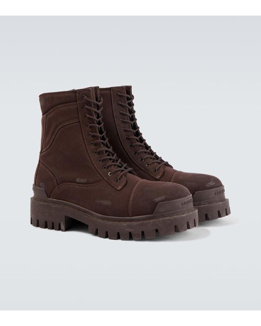 Balenciaga Brown Strike Combat Boots for men