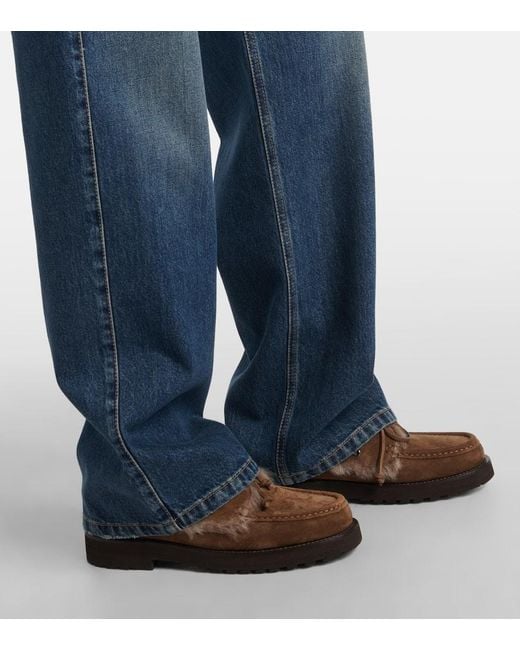Brunello Cucinelli Blue High-Rise Wide-Leg Jeans Monili