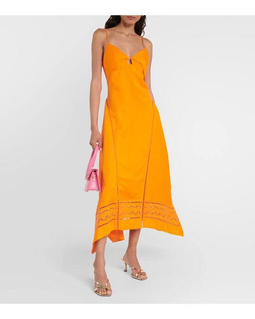 Abito Midi Valeria di Jonathan Simkhai in Orange
