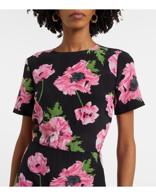 Stella McCartney Pink Iconic Floral Ruffled Silk Minidress