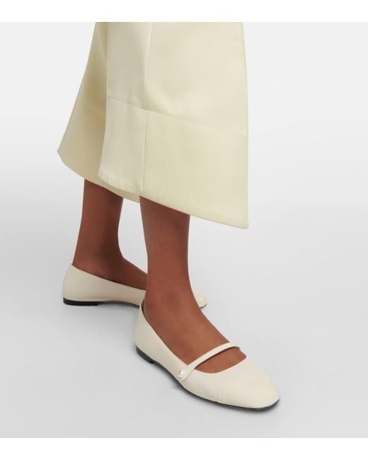 Jimmy Choo Elisa Embellished Leather Ballet Flats in White Lyst UK
