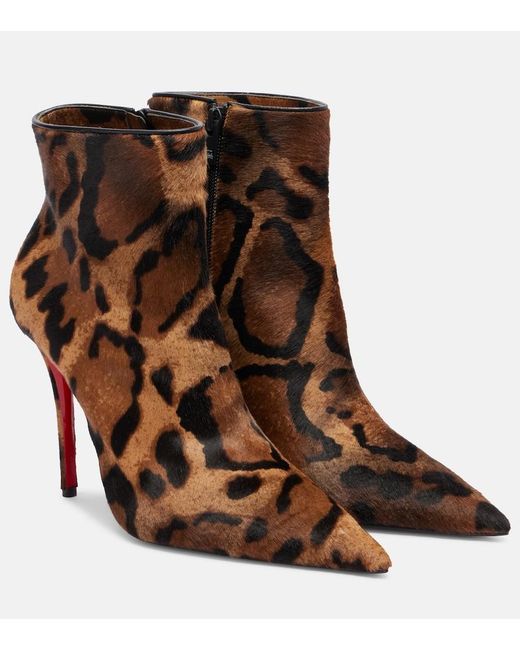 Christian Louboutin Brown Miss Z Booty 100 Pony Bengali Leather Boots