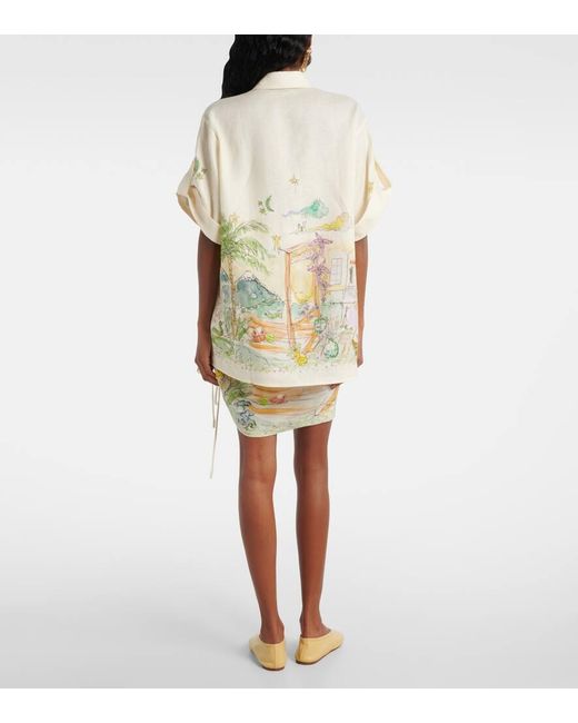 Camisa Anouk De Lino Estampada ALÉMAIS de color White