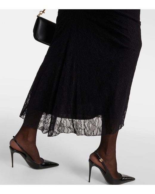 Falda larga de encaje de tiro bajo Dolce & Gabbana de color Black