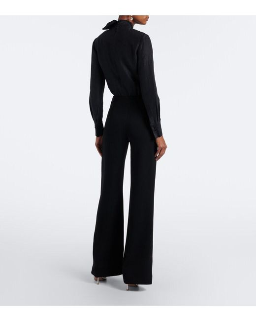Roland Mouret Black Draped Wide-Leg Pants