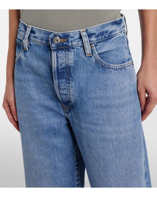 FRAME Blue Loose Mid-Rise Wide-Leg Jeans