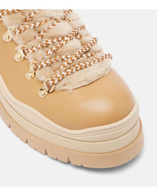 Bogner Natural Arosa Leather And Shearling Ankle Boots