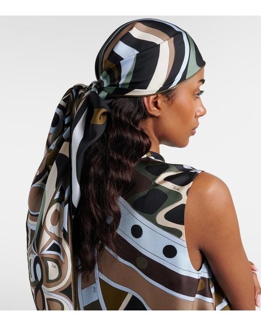Emilio Pucci Metallic Marmo Silk Twill Scarf