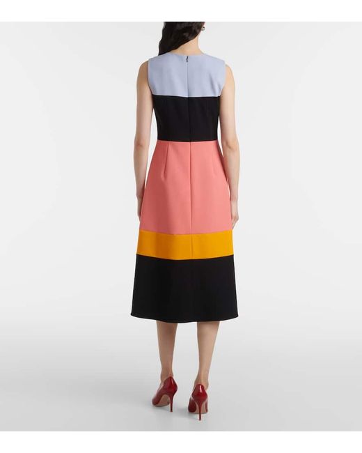 Vestido Midi De Mezcla De Lana Carolina Herrera de color Black