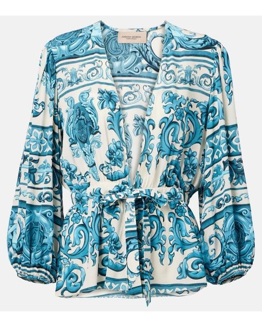 Adriana Degreas Blue Printed Blouse