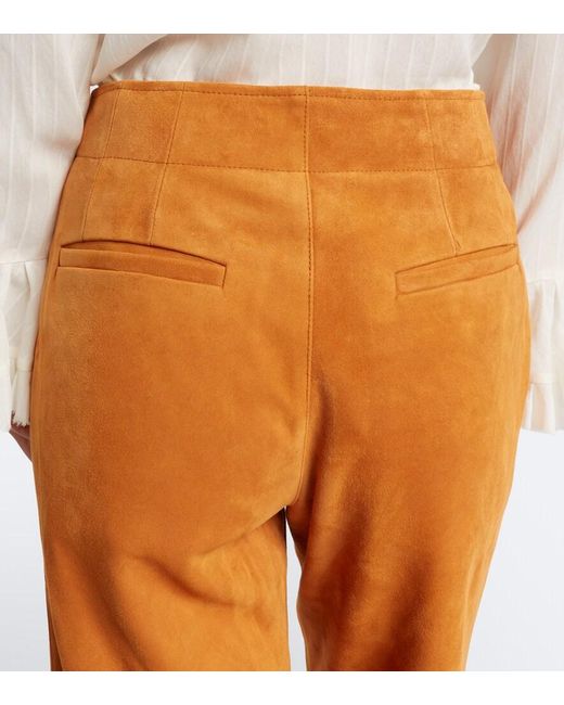Ulla Johnson Orange Freja Suede Flared Pants