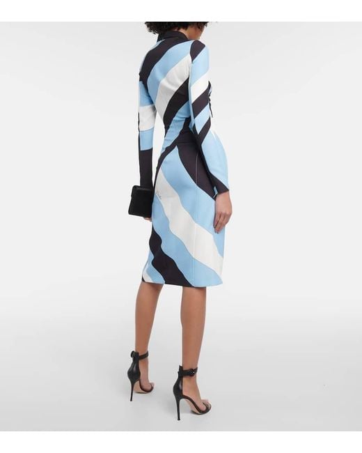 Emilio Pucci Blue Midikleid Iride Aus Jersey