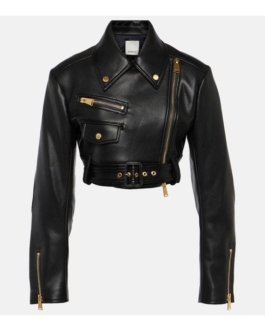 Jonathan Simkhai Black Cropped Leather Biker Jacket
