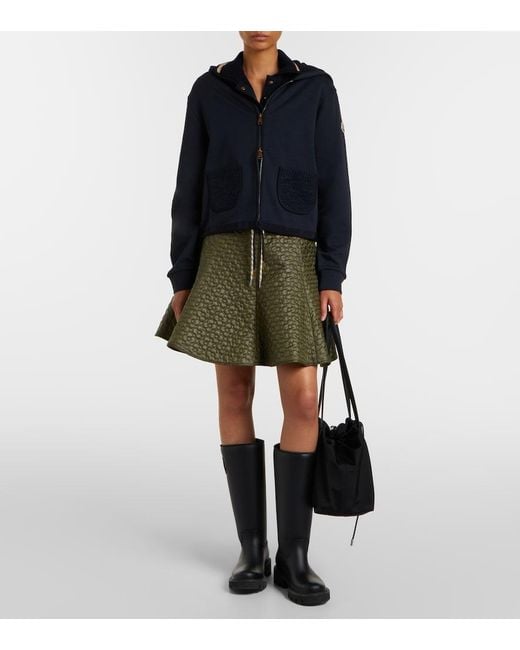 Moncler Blue Cotton-Blend Zip-Up Hoodie