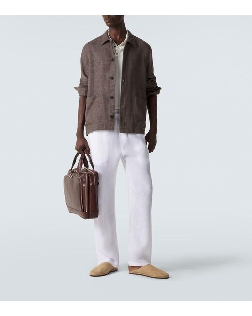 Sunspel Brown Cotton And Linen Jacket for men