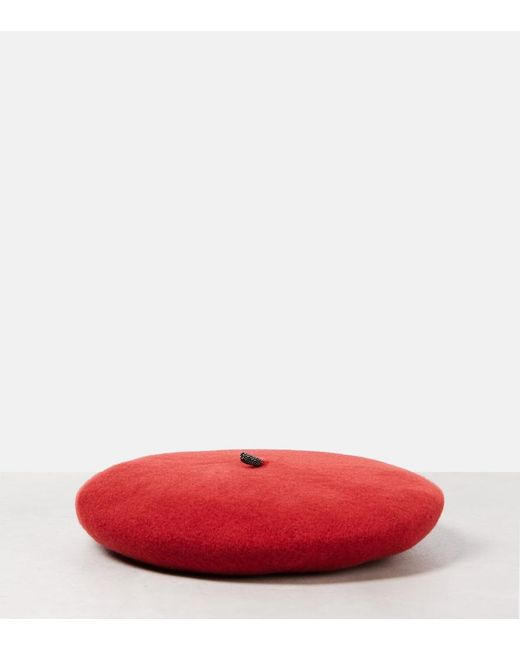 Brunello Cucinelli Red Wool Beret