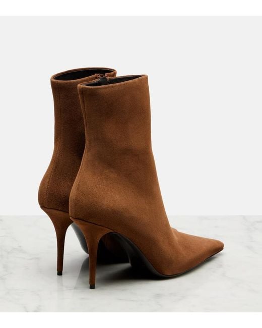 Saint Laurent Brown Ashley 90 Suede Ankle Boots