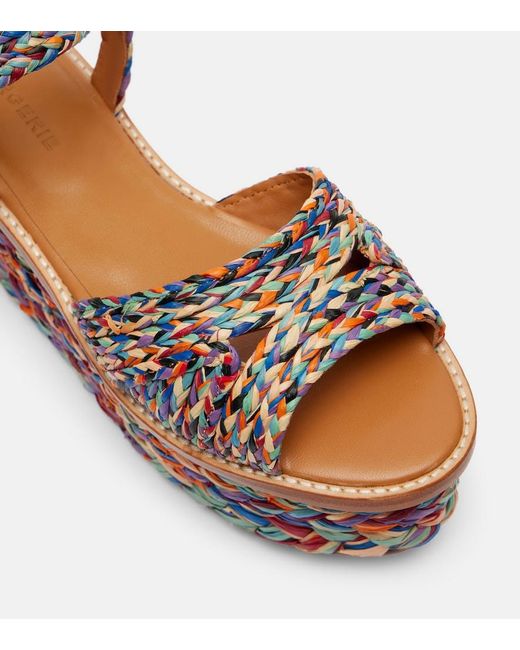 Robert Clergerie Brown Arty Raffia Platform Sandals