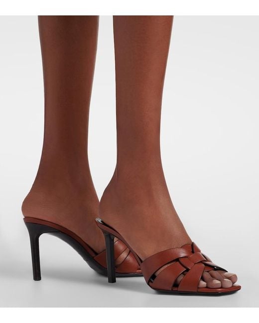 Saint Laurent Brown Tribute Leather Mules