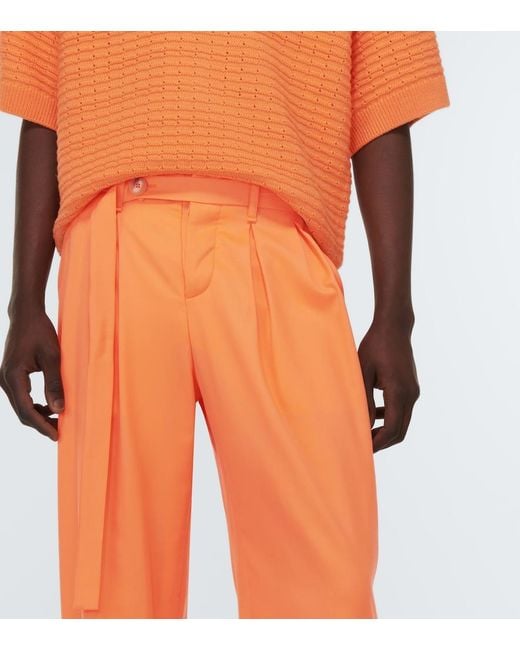 King & Tuckfield Orange Grant High-rise Wide-leg Wool Pants for men